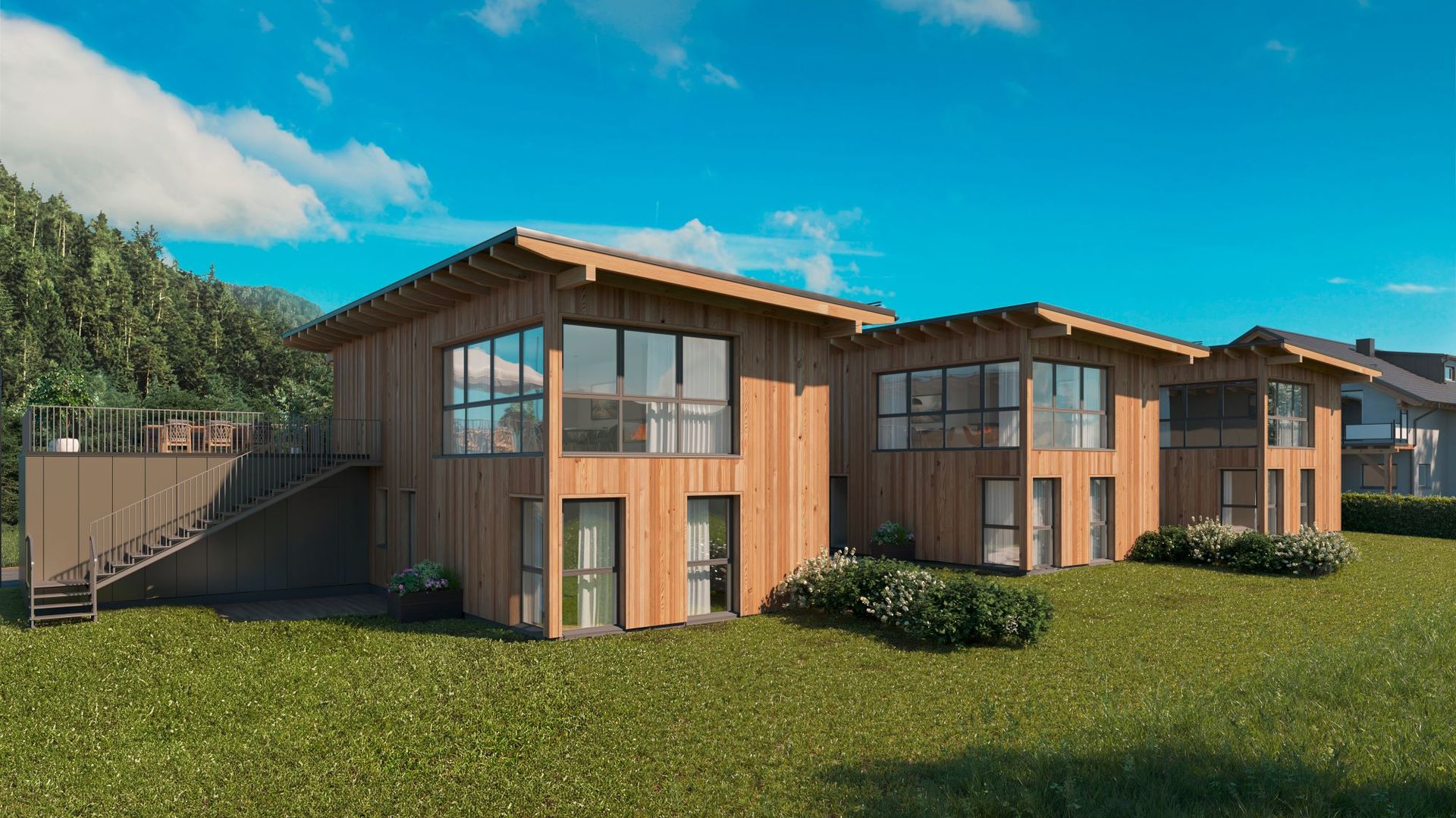 Dilly Chalets Außenansicht Sommer