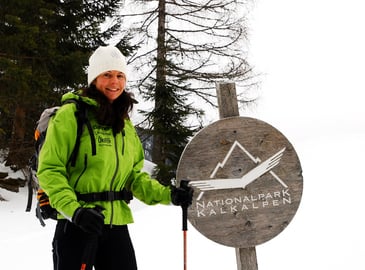 Gerline Kaltenbrunner in winter in the Kalkalpen National Park