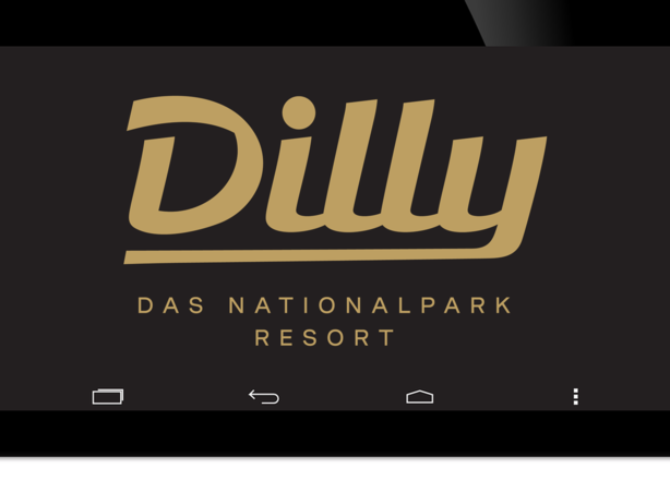 Tablet mit Logo des Hotel Dilly